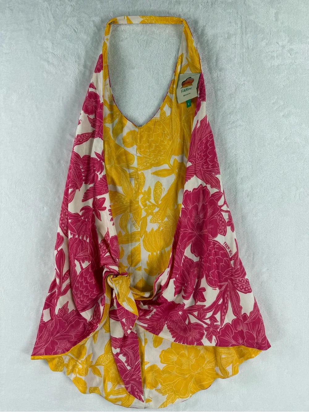FARM Rio Tropical Floral Reversible Halter Swim Cover-Up Top NWOT Small